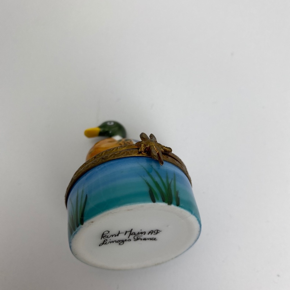 GUC LIMOGES FRANCE MALLARD TRINKET BOX PEINT MAIN - Picture 5 of 6